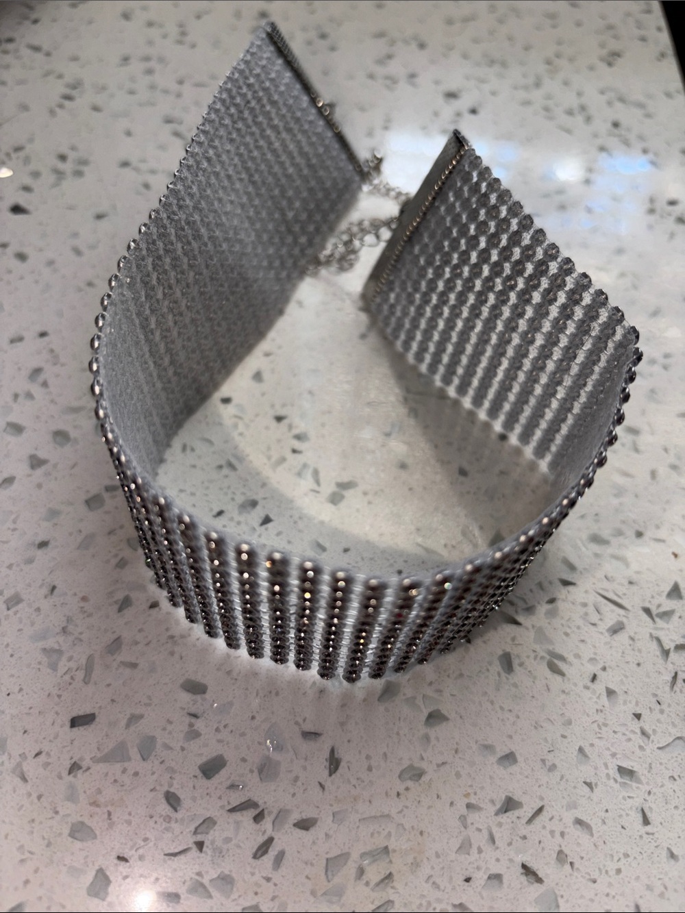 Modern Silver Rhinestone Choker - Picture 5 of 8